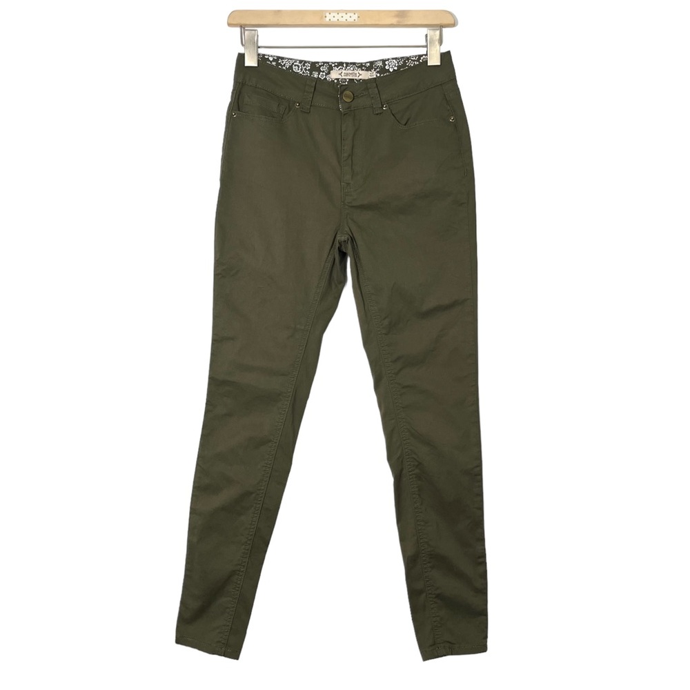 Nanette Lepore Hamilton Skinny Green Mid Rise Casual Stretch Chinos Pants Size 4
